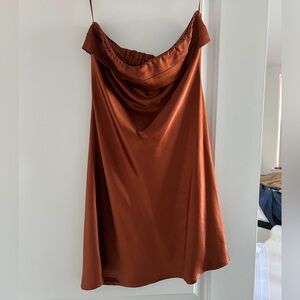 Burnt Orange Satin Mini Dress